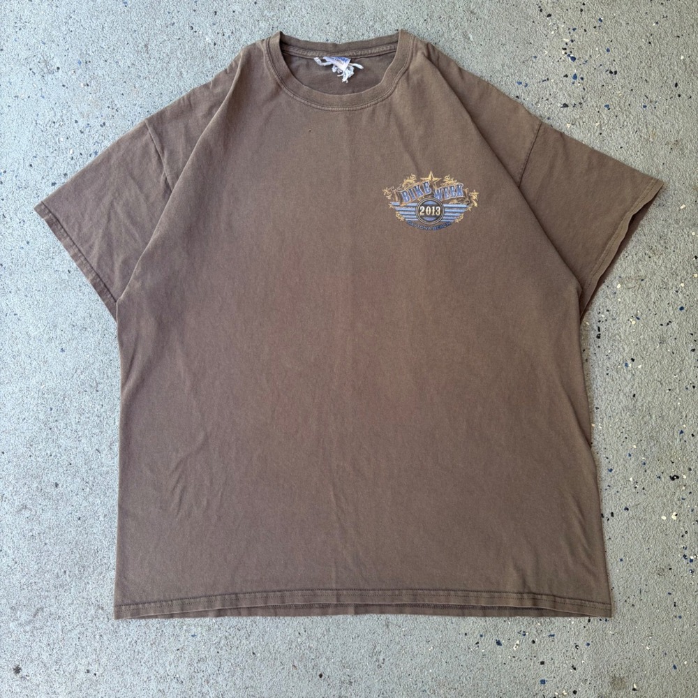 Gildan 2013 Daytona Beach Bike Week Biker Rally Graphic T-Shirt Brown Mens XL